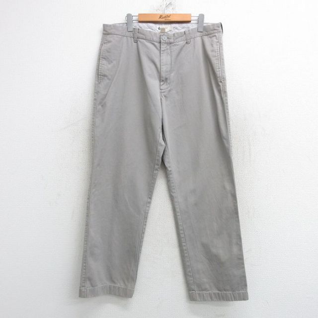 W36★古着 ジェイクルー J.CREW パンツ メンズ コットン 薄グレー 25may17 中古 ボトムス ロング