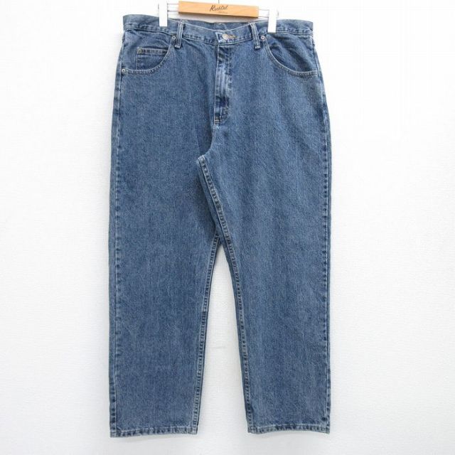 W38★古着 ラングラー Wrangler ジーンズ メンズ コットン 紺 ネイビー デニム 25may17 中古 ボトムス ジーパン Gパン ロング パンツ