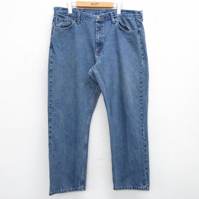 【50%OFF】W38★古着 ラングラー Wrangler ジーンズ メンズ コットン 紺 ネイビー デニム 25may17 中古 ボトムス ジーパン Gパン ロング パンツ