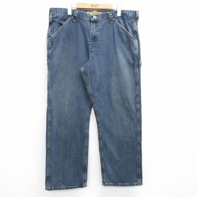 W40★古着 リー Lee ペインター パンツ メンズ 大きいサイズ コットン 紺 ネイビー デニム 25may17 中古 ボトムス ロング