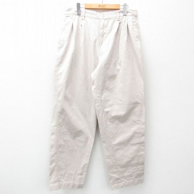 W33★古着 パンツ メンズ コットン ベージュ カーキ 25may20 中古 ボトムス ロング