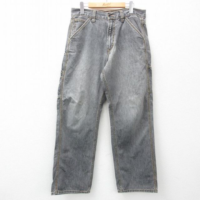 W33★古着 リーバイス Levis ペインター パンツ メンズ コットン 黒 ブラック デニム 25may20 中古 ボトムス ロング