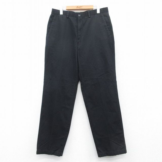 W33★古着 ドッカーズ パンツ メンズ コットン 黒 ブラック 25may20 中古 ボトムス ロング