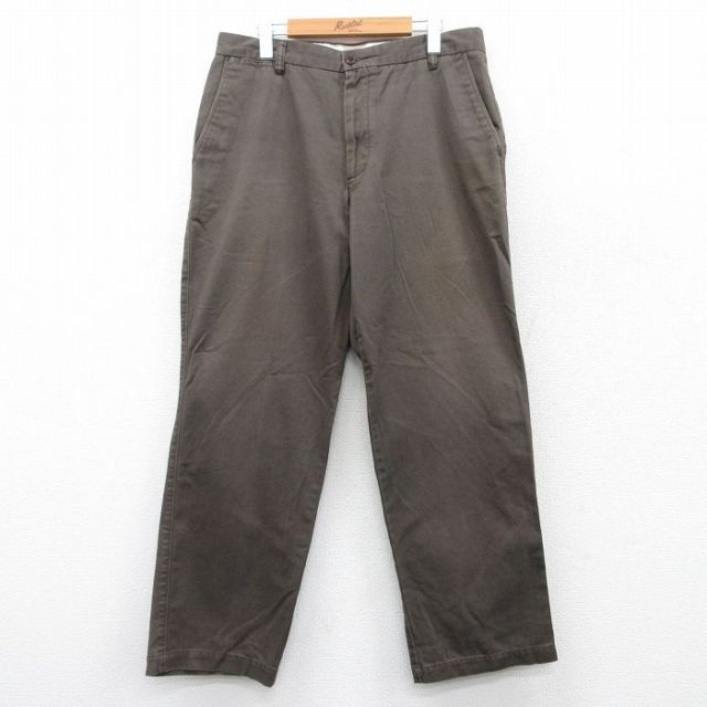 W34★古着 ドッカーズ パンツ メンズ コットン 茶 ブラウン 25may20 中古 ボトムス ロング