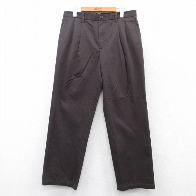 W33★古着 ドッカーズ パンツ メンズ コットン 濃茶 ブラウン 25may20 中古 ボトムス ロング