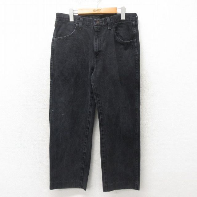 W34★古着 ラスラー ジーンズ メンズ コットン 黒 ブラック デニム 25may20 中古 ボトムス ジーパン Gパン ロング パンツ