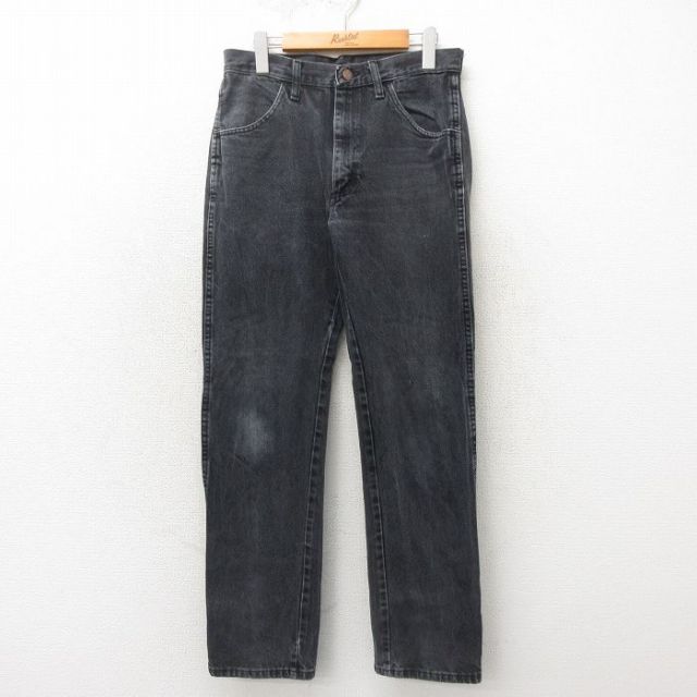 W31★古着 ラスラー ジーンズ メンズ コットン 黒 ブラック デニム 25may20 中古 ボトムス ジーパン Gパン ロング パンツ