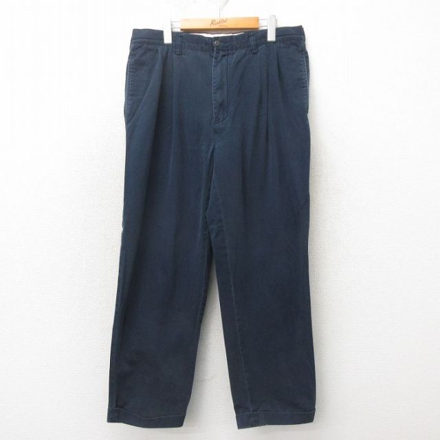 W35★古着 ラルフローレン Ralph Lauren ブランド チノ パンツ チノパン メンズ 90年代 90s HAMMOND コットン 紺 ネイビー 25may21 中古 ボトムス ロング