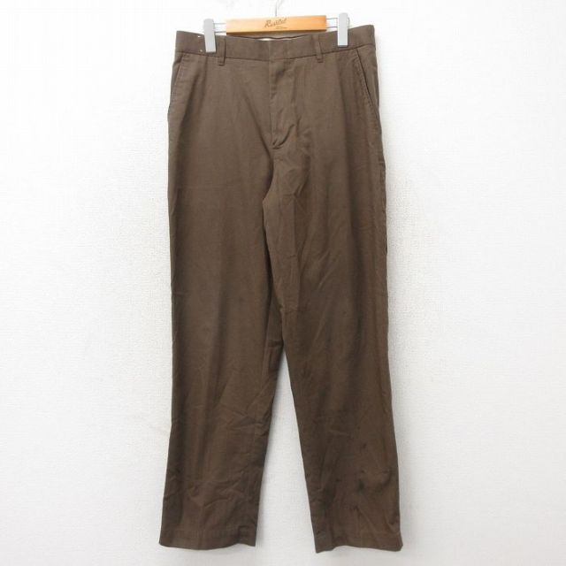 W32★古着 スラックス パンツ メンズ ups 茶 ブラウン 25may21 中古 ボトムス ロング