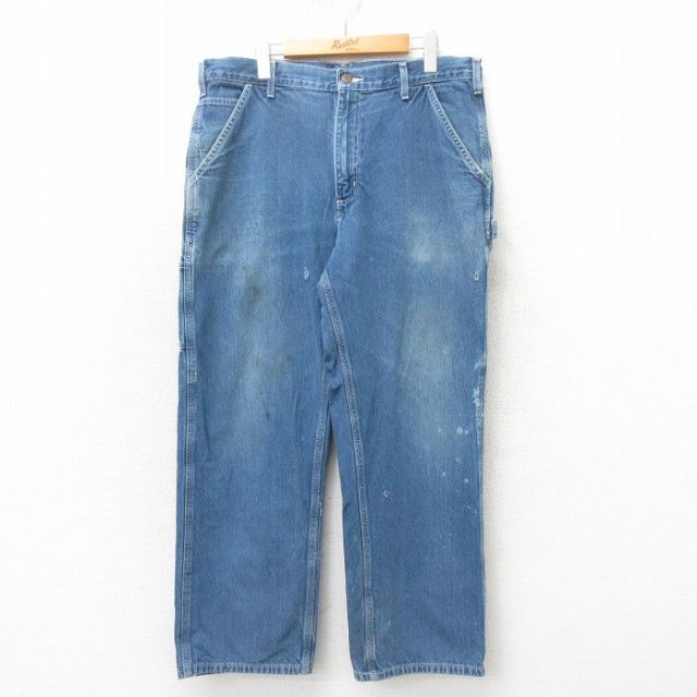 W36★古着 カーハート Carhartt ペインター パンツ メンズ コットン 紺 ネイビー デニム 【spe】 25may21 中古 ボトムス ロング