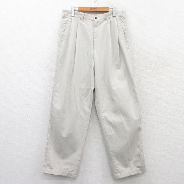 W34★古着 パンツ メンズ コットン ベージュ カーキ 25may21 中古 ボトムス ロング