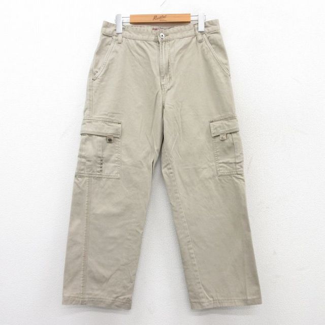 【50%OFF】W31★古着 カーゴ パンツ メンズ HAWK コットン ベージュ カーキ 25may21 中古 ボトムス ロング