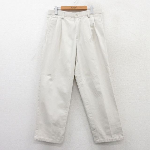 W33★古着 ドッカーズ パンツ メンズ コットン 薄ベージュ カーキ 25may21 中古 ボトムス ロング