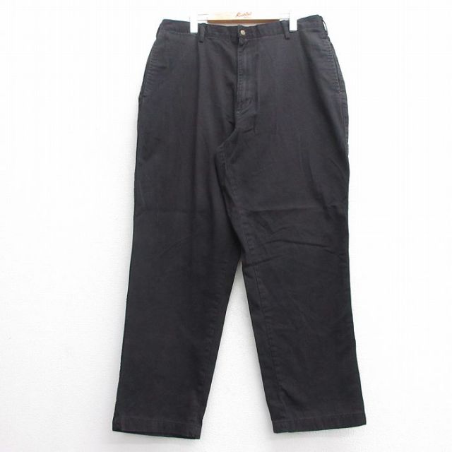 【50%OFF】W38★古着 パンツ メンズ コットン 黒 ブラック 25may21 中古 ボトムス ロング