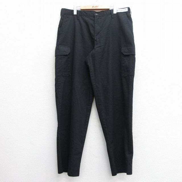 W38★古着 ワーク カーゴ パンツ メンズ CiNTAS 黒 ブラック 25may21 中古 ボトムス ロング