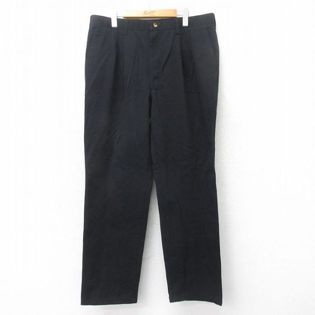 【50%OFF】W38★古着 ラングラー Wrangler パンツ メンズ コットン 黒 ブラック 25may22 中古 ボトムス ロング