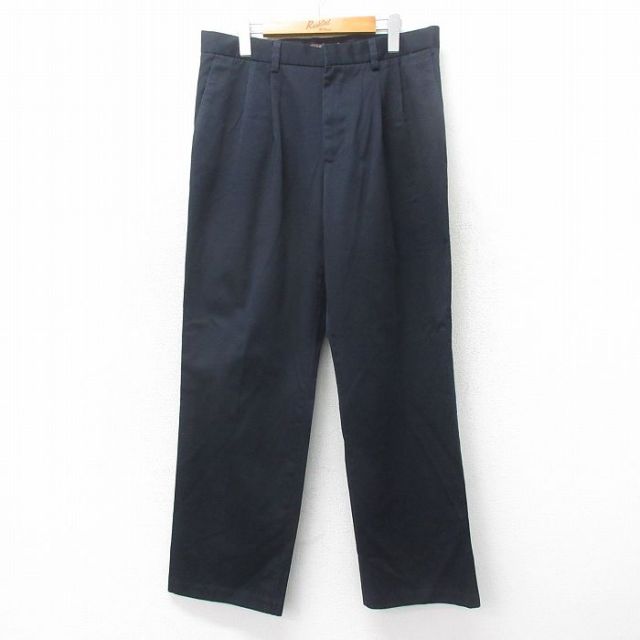 W33★古着 ドッカーズ パンツ メンズ コットン 紺系 ネイビー 25may22 中古 ボトムス ロング
