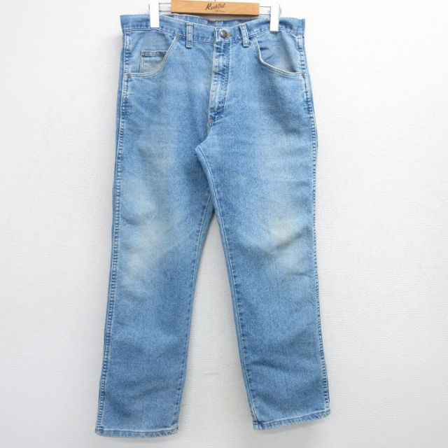 W34★古着 ラングラー Wrangler ジーンズ メンズ 00年代 00s 紺 ネイビー デニム 25may23 中古 ボトムス ジーパン Gパン ロング パンツ