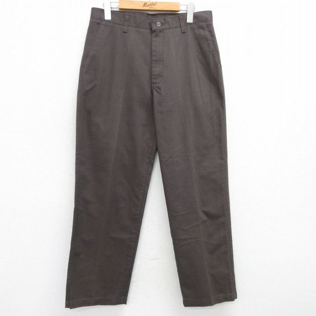 W32★古着 リー Lee パンツ メンズ コットン 茶 ブラウン 25may23 中古 ボトムス ロング