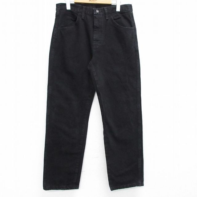 W33★古着 ラスラー ジーンズ メンズ コットン 黒 ブラック デニム 25may23 中古 ボトムス ジーパン Gパン ロング パンツ