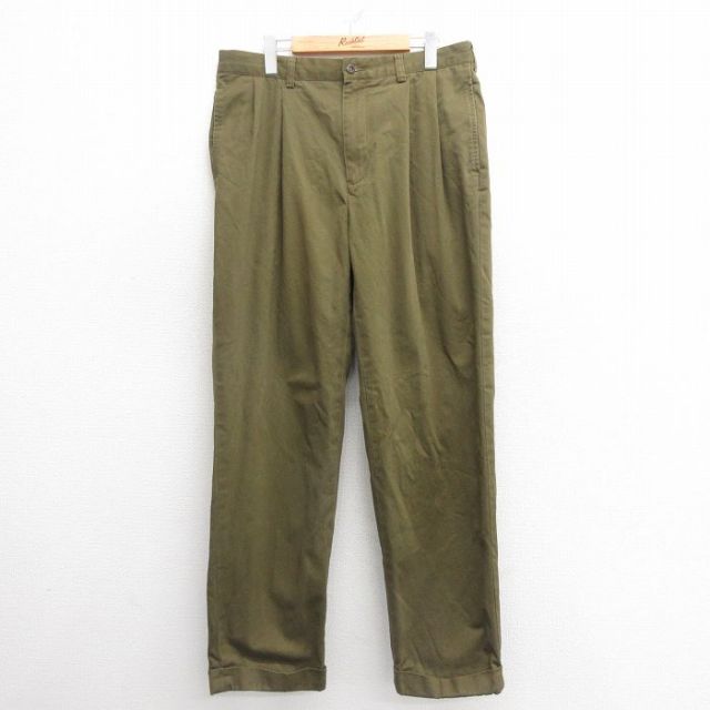 W35★古着 ラルフローレン Ralph Lauren ブランド チノ パンツ チノパン メンズ 90年代 90s コットン 緑 グリーン 【spe】 25may26 中古 ボトムス ロング