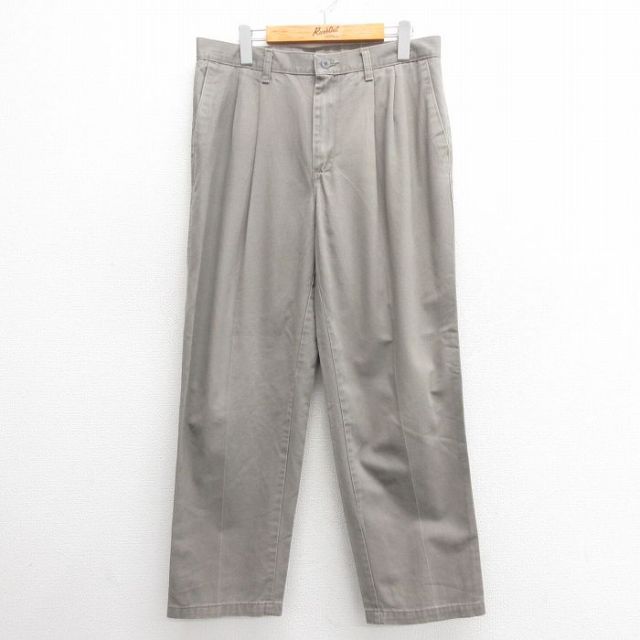 W34★古着 リー Lee チノ パンツ チノパン メンズ コットン ベージュ カーキ 25may26 中古 ボトムス ロング