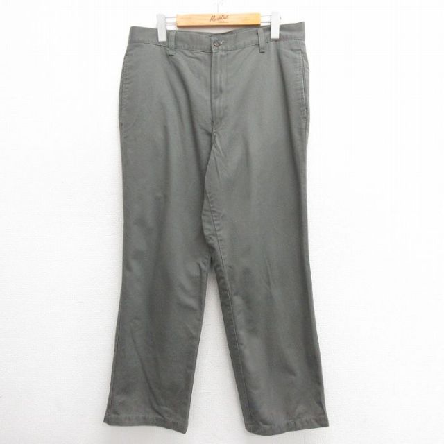 W34★古着 ドッカーズ パンツ メンズ コットン 濃グレー 25may26 中古 ボトムス ロング