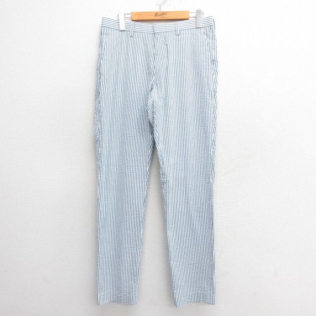 W30★古着 ジェイクルー J.CREW パンツ メンズ シアサッカー 紺他 ネイビー ストライプ 25may26 中古 ボトムス ロング