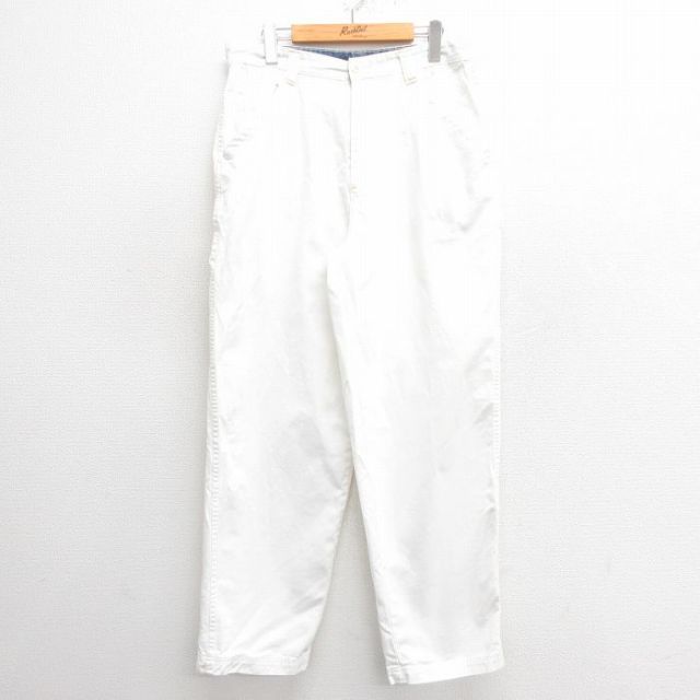 W34★古着 ノーティカ NAUTICA ブランド ペインター パンツ メンズ 90年代 90s コットン 白 ホワイト 25may26 中古 ボトムス ロング