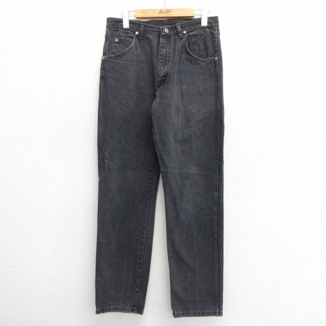 W30★古着 ラングラー Wrangler ジーンズ メンズ 90年代 90s コットン USA製 黒 ブラック デニム 25may26 中古 ボトムス ジーパン Gパン ロング パンツ