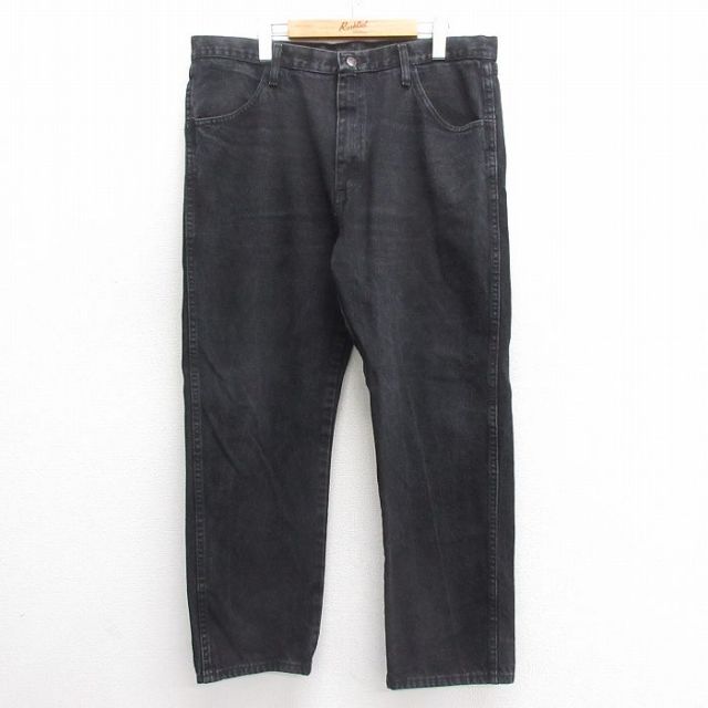【20%OFF】W39★古着 ラスラー ジーンズ メンズ 大きいサイズ コットン 黒 ブラック デニム 25may27 中古 ボトムス ジーパン Gパン ロング パンツ