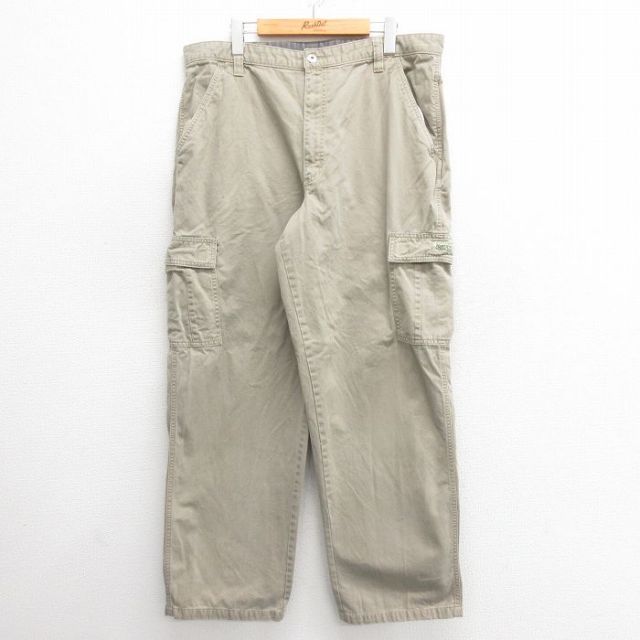 W38★古着 ラングラー Wrangler カーゴ パンツ メンズ コットン 濃ベージュ カーキ 25may27 中古 ボトムス ロング