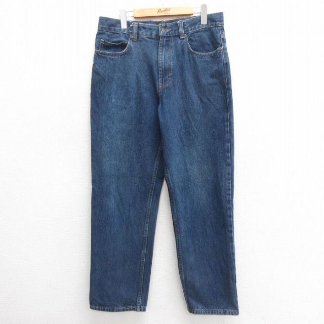 【50%OFF】W33★古着 カークランド ジーンズ メンズ コストコ 濃紺 ネイビー デニム 25may27 中古 ボトムス ジーパン Gパン ロング パンツ