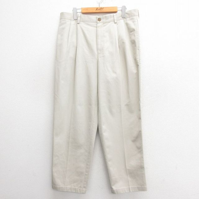 【50%OFF】W35★古着 エルエルビーン LLBEAN パンツ メンズ 00年代 00s コットン 薄ベージュ カーキ 25may27 中古 ボトムス ロング