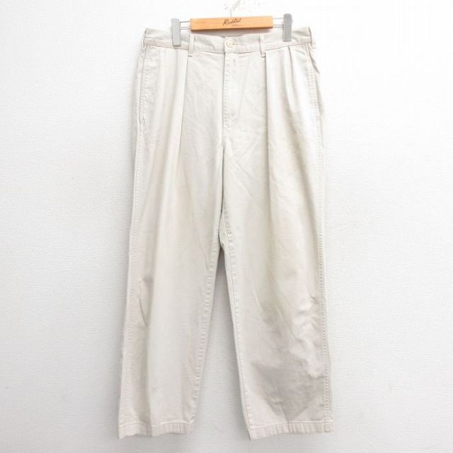 W34★古着 ラルフローレン Ralph Lauren ブランド チノ パンツ チノパン メンズ 90年代 90s コットン USA製 薄ベージュ カーキ 【spe】 25may27 中古 ボトムス ロング