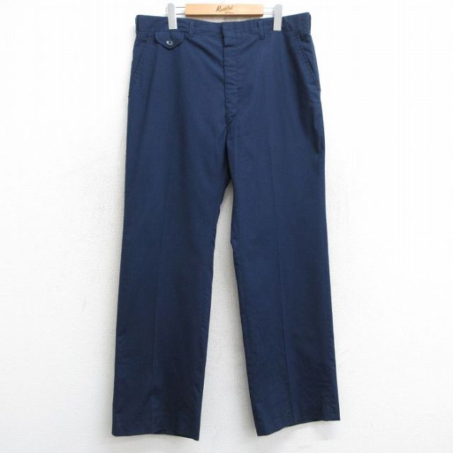 W36★古着 HAGGAR パンツ メンズ 80年代 80s USA製 紺 ネイビー 25may28 中古 ボトムス ロング