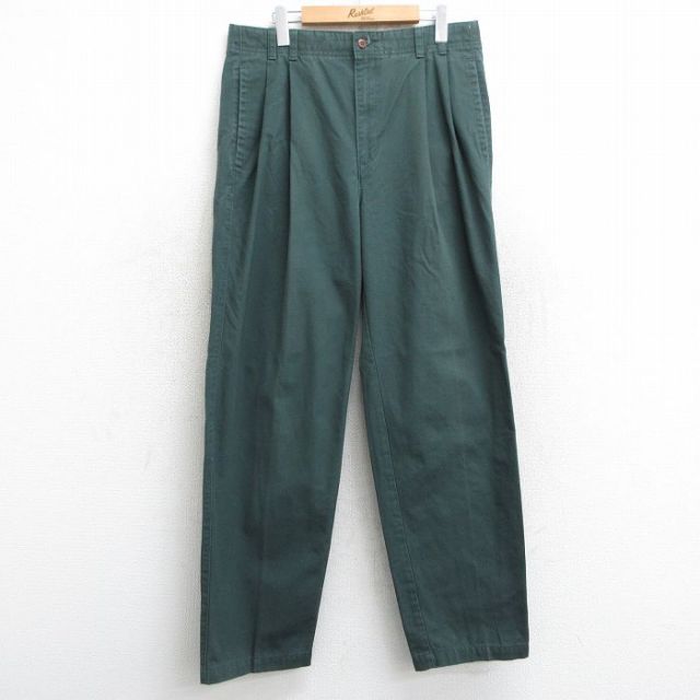 W34★古着 ドッカーズ パンツ メンズ 00年代 00s ダック地 コットン 緑 グリーン 25may28 中古 ボトムス ロング