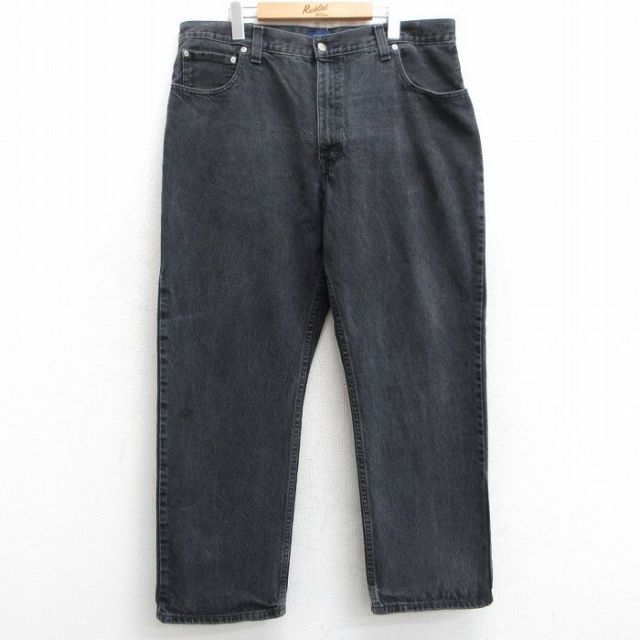 【50%OFF】W38★古着 ベーシックエディションズ ジーンズ メンズ コットン 黒 ブラック デニム 25may28 中古 ボトムス ジーパン Gパン ロング パンツ