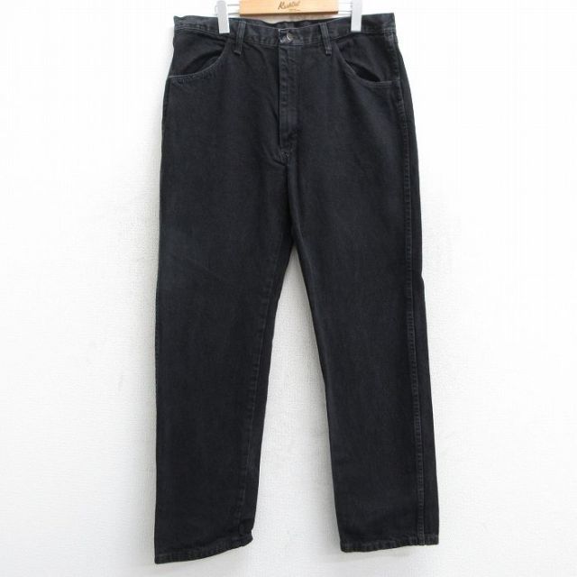 【50%OFF】W36★古着 ラスラー ジーンズ メンズ コットン 黒 ブラック デニム 25may28 中古 ボトムス ジーパン Gパン ロング パンツ