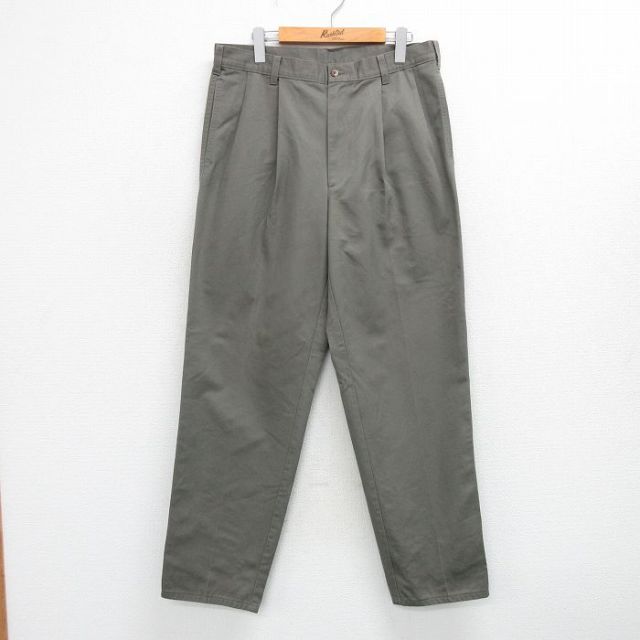 W34★古着 パンツ メンズ 90年代 90s コットン USA製 グレー系 25may29 中古 ボトムス ロング