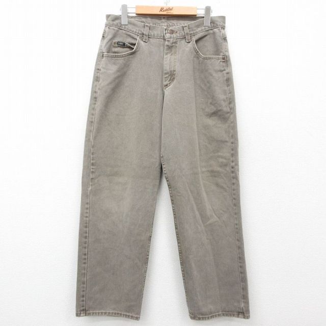 W33★古着 リー Lee ジーンズ メンズ 90年代 90s コットン USA製 ベージュ系 カーキ デニム 25may30 中古 ボトムス ジーパン Gパン ロング パンツ
