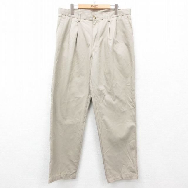 W35★古着 ラングラー Wrangler パンツ メンズ TIMBER CREEK コットン 薄ベージュ カーキ 25may31 中古 ボトムス ロング