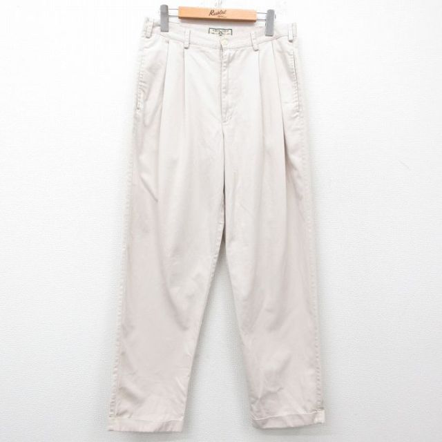 【50%OFF】W31★古着 パンツ メンズ 90年代 90s 薄ベージュ カーキ 25may31 中古 ボトムス ロング
