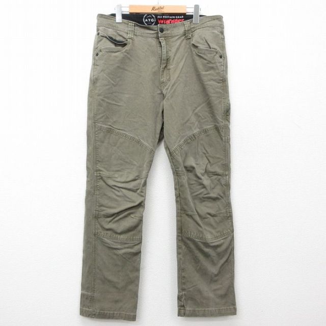 W36★古着 ラングラー Wrangler パンツ メンズ ATG ダブルニー 薄緑 グリーン 25may31 中古 ボトムス ロング