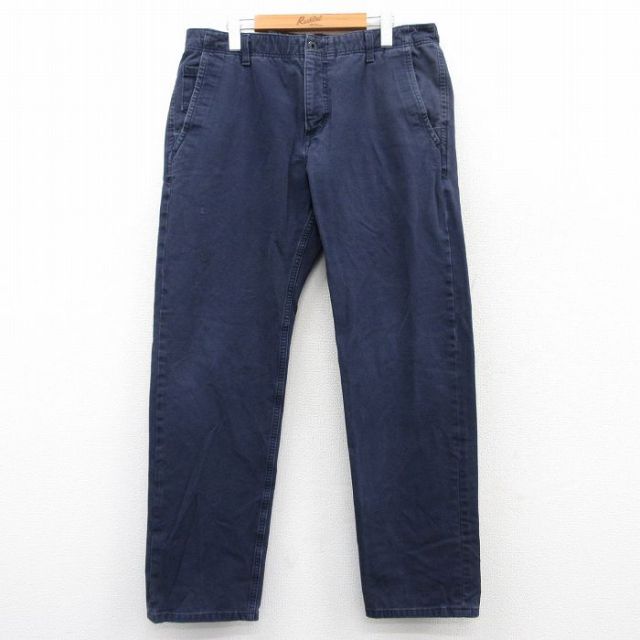 W36★古着 ドッカーズ パンツ メンズ ワンポイントロゴ 紺 ネイビー 25may31 中古 ボトムス ロング