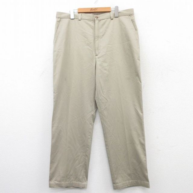W37★古着 パンツ メンズ 90年代 90s コットン USA製 ベージュ カーキ 25may31 中古 ボトムス ロング
