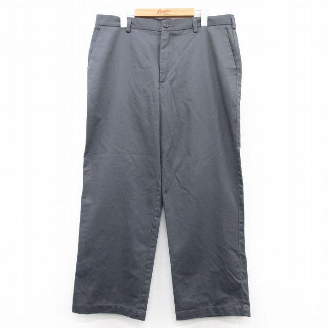 W37★古着 IZOD パンツ メンズ コットン 濃グレー 25may31 中古 ボトムス ロング