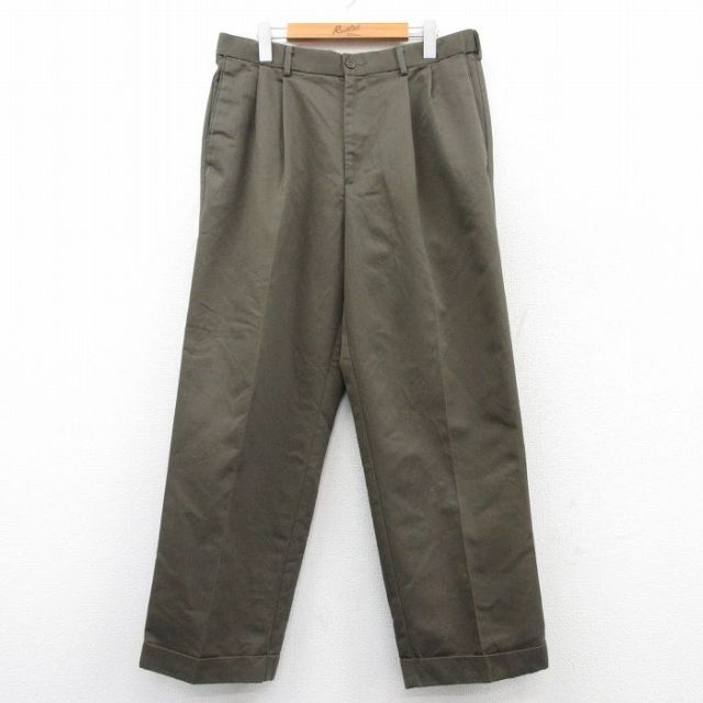 W34★古着 ドッカーズ パンツ メンズ 濃緑 グリーン 25may31 中古 ボトムス ロング