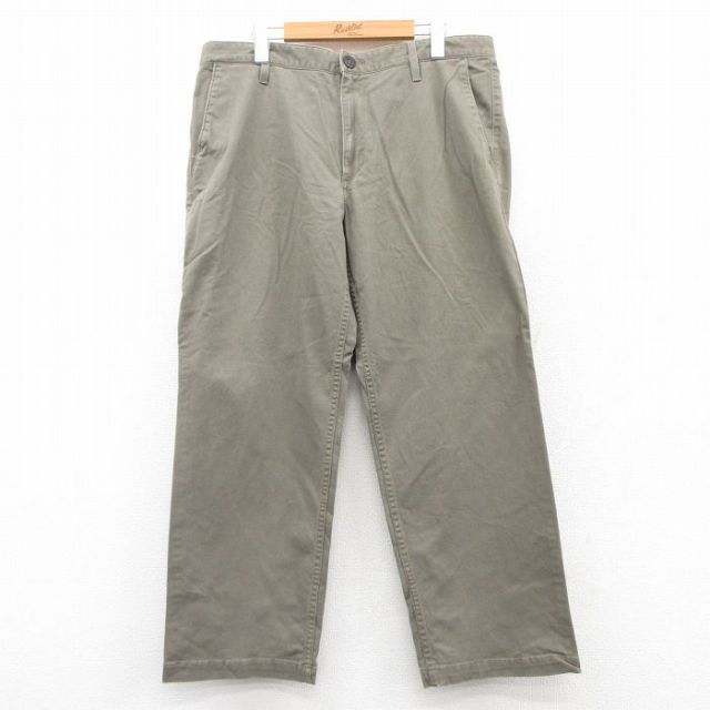 【20%OFF】W36★古着 ドッカーズ パンツ メンズ ワンポイントロゴ ベージュ系 カーキ 25jun02 中古 ボトムス ロング