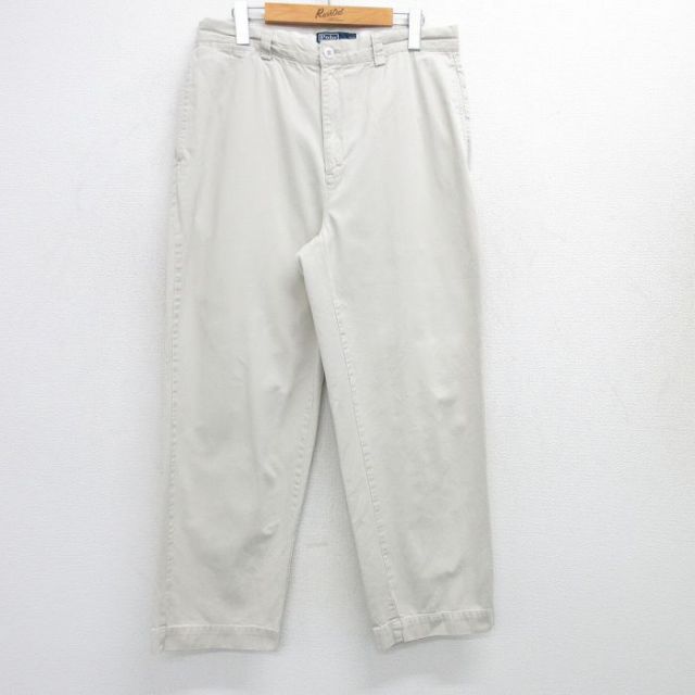 W33★古着 ラルフローレン Ralph Lauren ブランド チノ パンツ チノパン メンズ 90年代 90s PHILIP コットン 薄ベージュ カーキ 25jun04 中古 ボトムス ロング